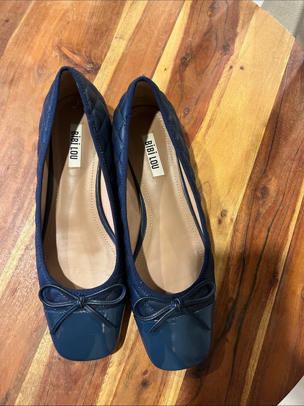 Navy Quilted Ballet Pumps